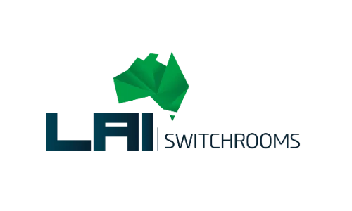 Logo with a folded green geometric shape above the dark blue text LAI and the grey text SWITCHROOMS to the right.