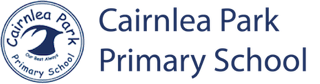 Logo of Cairnlea Park Primary School with a blue wave design and the school's name encircling it, alongside the text Cairnlea Park Primary School in blue letters.